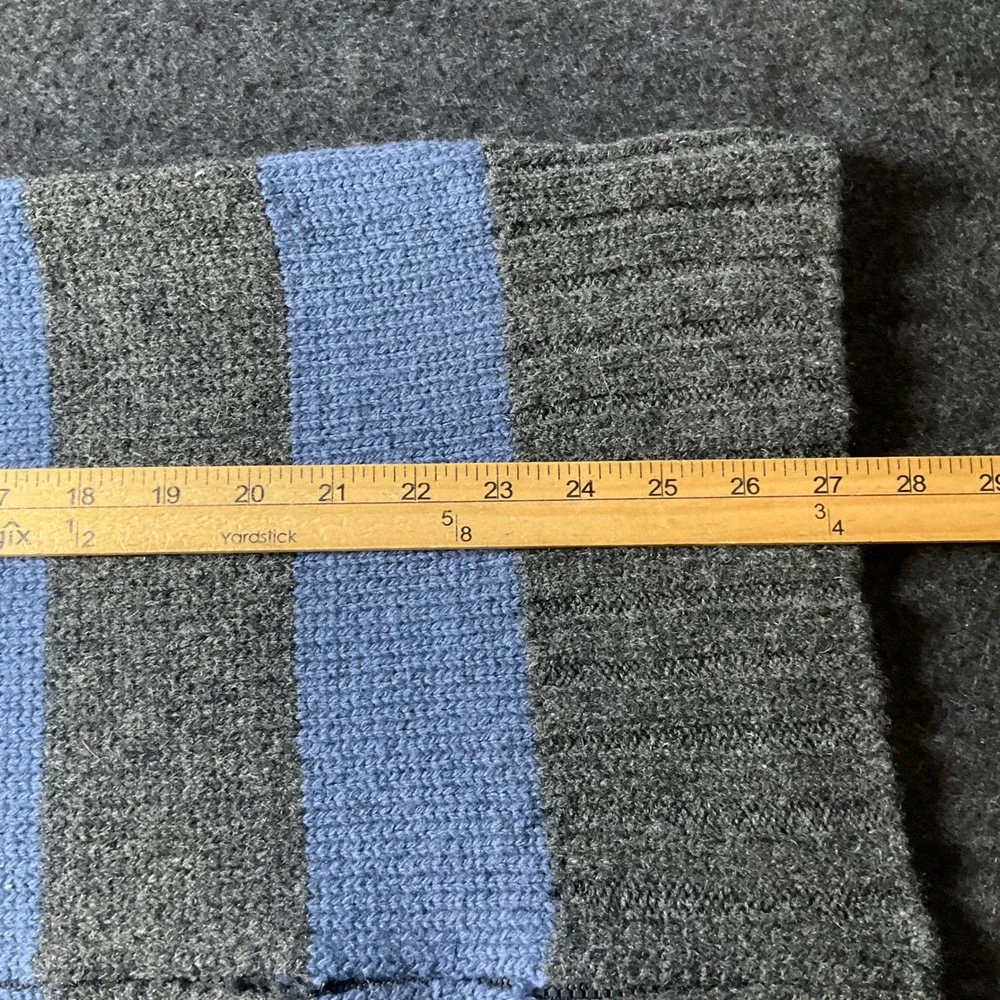 Banana Republic Cardigan Sweater Mens M Gray Blue Striped Full Zip Mock Neck